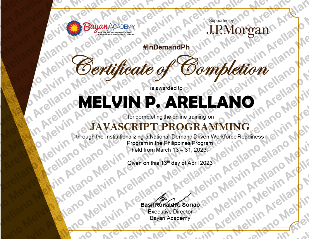 Bayan Academy: JAVASCRIPT PROGRAMMING